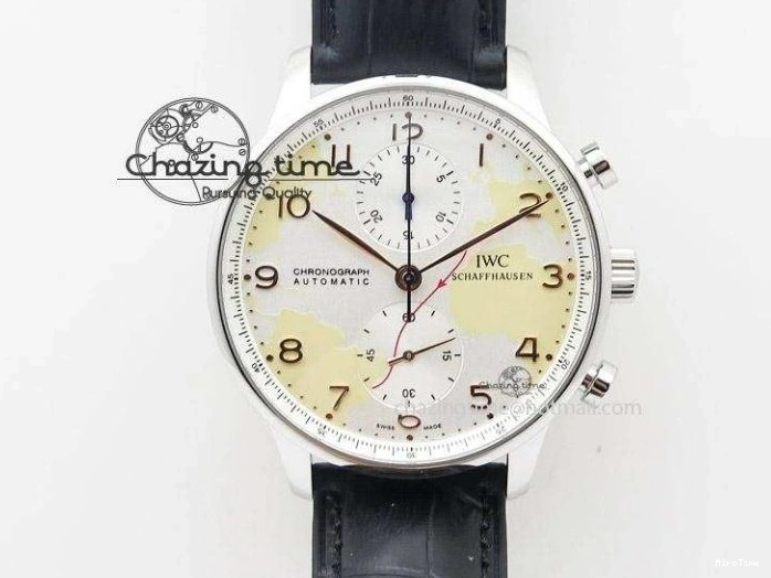 MIROTIME 0113 Portuguese IW5444 SS White Dial Blue Numbers On Blue Leather Strap A Modern 7258